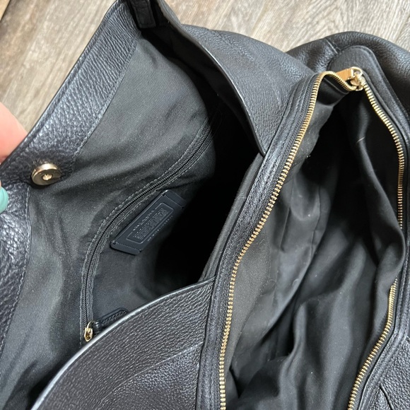 Coach Black Leather Shoulder Bag w/ Gold Detail. Excellent condition. - Picture 2 of 10